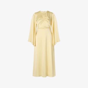 Платье миди Malina Isadora из сатина с широкими рукавами, лимонный