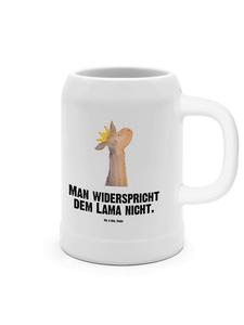 Пивная кружка с изображением головы ламы и надписью на белом фоне Mr. & Mrs. Panda