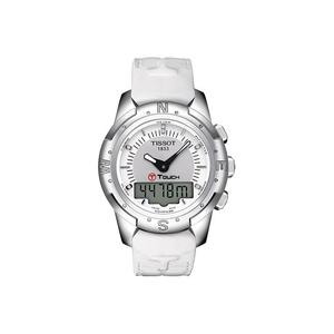 TISSOT Часы Touchscreen Collection Quartz Movement Unisex Watch 43.3mm White Dial Titanium Watch Case Leather Strap, White Dial