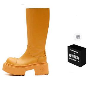 SMFK Женские высокие сапоги на каблуке 7 см в имбирно-желтом цвете (подарочный стиль), цвет Ginger Yellow (Gift Style)