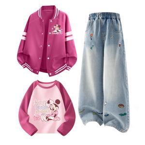 Детский спортивный комплект Casual из 3 предметов Disney, delorine k розовый красный+solid color denim синий+delorine fuchsia