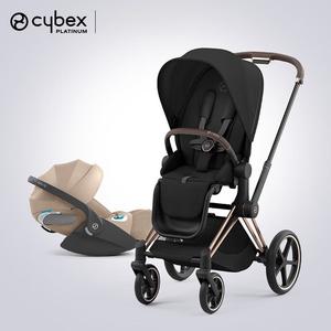 Cybex Коляска Priam High Landscape 0-4 года + автокресло Cloud T I-Size, Saya Black + Rose Gold + Machado Beige PLUS