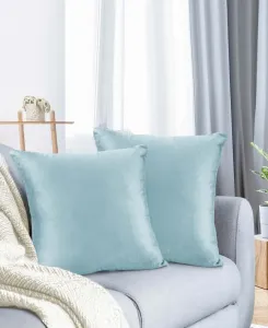 Элегантные бархатные декоративные подушки со съемными чехлами, комплект из 2 штук, 45 см x 45 см Nestl, светло-голубой/аквамариновый