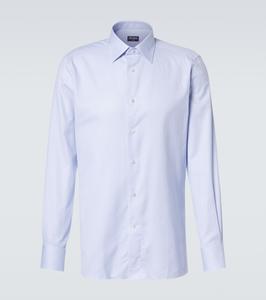Хлопковая рубашка Oxford Zegna, White And Light Blue