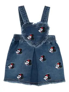 Джинсовый комбинезон в форме сердца с Микки Маусом Monnalisa, синий