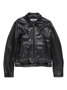 Кожаная куртка с поясом Acne Studios, черный