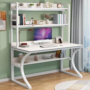 Компьютерный стол Xinmeikai 140x60x170 см с полкой, белая рама + полосатый белый