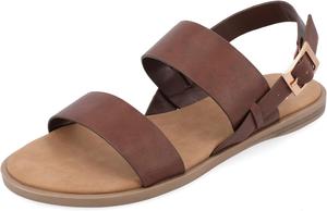 Женские сандалии на плоской подошве Journee Collection Lavine с множеством ремешков, коричневый