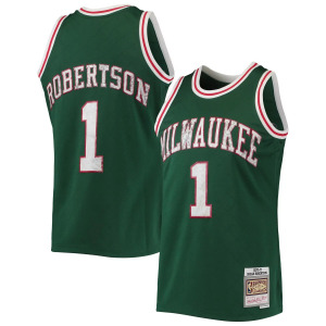 Мужская майка Mitchell & Ness Oscar Robertson Green Milwaukee Bucks 1970-71 Hardwood Classics, посвященная 75-летию Diamond Swingman