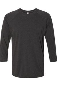 Футболка унисекс Triblend с рукавами реглан три четверти Next Level, цвет vintage black sleeves/ vintage black body