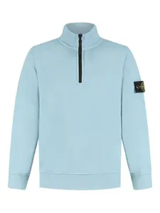 Свободное худи с высоким воротником на молнии до половины Stone Island Junior, синий