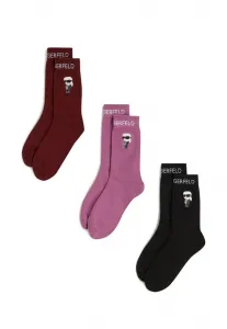 Короткие носки ikon (комплект из 3 штук) Karl Lagerfeld, Wine Pink Black