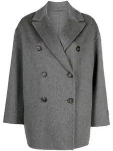 Двубортное кашемировое пальто Brunello Cucinelli, серый