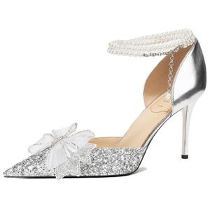 Тонкие каблуки на шпильке 8 см Zubumei, серебристый