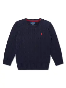 Вязаный джемпер с вышивкой Polo Pony POLO RALPH LAUREN KIDS, синий