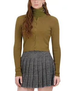 Вязаный укороченный кардиган с круглым вырезом Point, зеленый