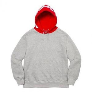 Толстовка contrast hooded sweatshirt 'grey red white' Supreme, серый