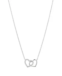 Серебряное ожерелье с двумя сердцами 16 дюймов + удлинитель 2 дюйма Eliot Danori, silver