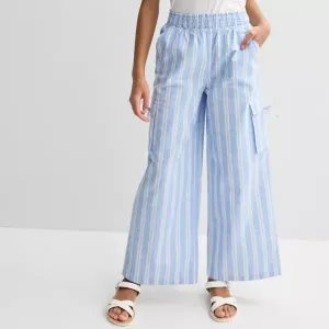 Широкие брюки для девочек 6-20 лет, стандартные и большие размеры So, цвет dark blue stripe