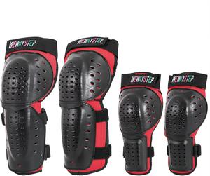 Детский комплект из 4 защитных щитков для голени и наколенников для скейтбординга, мотокросса, горного велосипеда, квадроцикла, лыж и коньков WEWAYSTEP, Red