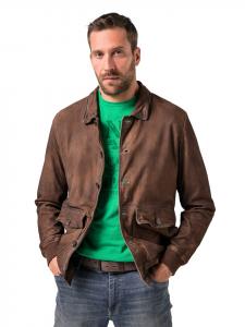 JP1880 Кожаная куртка табачно-коричневого цвета