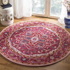 Ковер SAFAVIEH, 153 x 153 см, Bellagio Collection, круглый, красный и розовый, ручной работы медальон из шерсти, идеально для помещений с высокой проходимостью в гостиной, спальне (BLG546A)