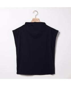 Топ с высоким воротником из хлопка и льна