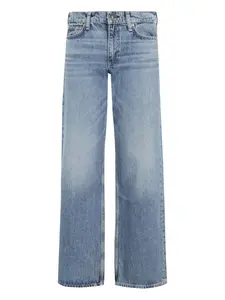 Пятикарманные джинсы с потертостями и широкими штанинами rag & bone, синий