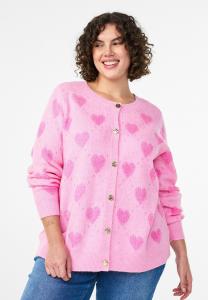 Кардиган Zizzi MIT HERZEN UND GOLDENEN KNÖPFEN, Pink Frosting Comb/Light Pink