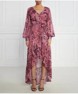 Новое длинное платье Bahia Wrap Up Guess Jeans, розовый