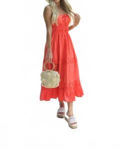 Себастьян Миди платье в красно-оранжевом цвете LE LIS