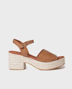 Женские кожаные эспадрильи на платформе с пряжкой Toni Pons, коричневый