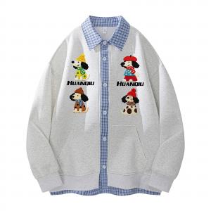 Свитшот Unisex Lapel Moderate Mock Two Piece HUANQIU, светло-heather серый