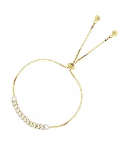 Регулируемый браслет-боло с перевернутыми звеньями из кубического циркония из стерлингового серебра (также из 14-каратного золота поверх серебра или 14-каратного розового золота поверх серебра) Macy'S, yellow