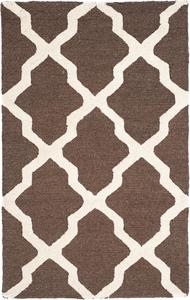 Ковер SAFAVIEH, 77 x 122 см, Cambridge Collection, Dark Brown & Ivory, ручной работы, узор Trellis, шерсть, для помещений с высокой проходимостью: прихожая, гостиная, спальня (CAM121H)