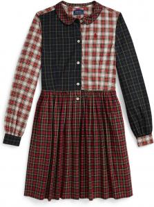 Платье-рубашка из хлопкового поплина в клетку Polo Ralph Lauren Kids, Multi