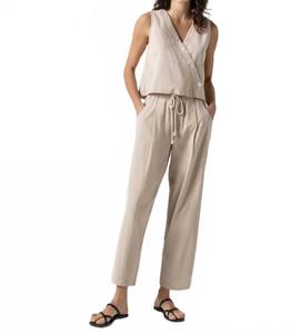 Топ без рукавов с перекрещивающимися складками спереди из льна Lilla P, Flax