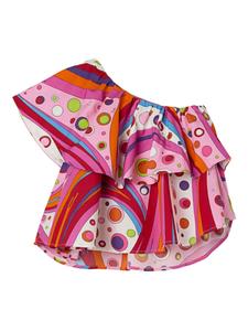 Топ на одно плечо с оборками и принтом Fontane PUCCI Junior, розовый