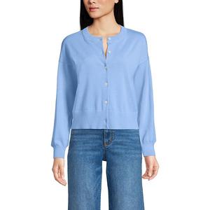 Женский укороченный кардиган с круглым вырезом Lands' End, Clear Blue Sky