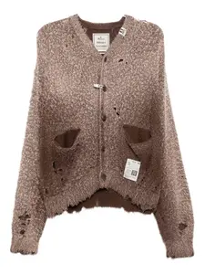 Кардиган с эффектом состаренности Maison Mihara Yasuhiro, коричневый