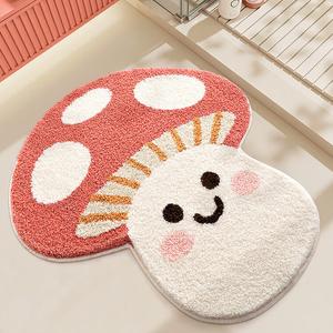 Dajiang Ковер 50х80 см для ванной комнаты и спальни, плюшевый, с рисунком грибов, нескользящий, с густым ворсом