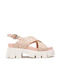 Светло-Розовые сандалии на плоской подошве Love Moschino, розовый