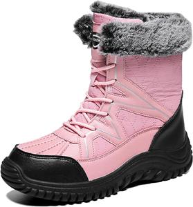 Женские водонепроницаемые зимние ботинки для снега, ортопедические, легкие, с теплой подкладкой из искусственного меха, противоскользящие, средние по голенище, удобные для прогулок и походов на открытом воздухе Generic, Pink - A
