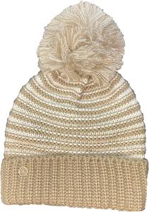 Женская шапка с помпоном Calvin Klein в двухцветную полоску, Heather Almond(A0Kh6179)/White