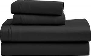 Superior Комплект постельного белья из египетского хлопка плотностью 1500, однотонный черный, современный дизайн Black