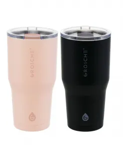Набор YUKON: дорожная кружка и термокружка объемом 0,6 л Grosche, черный/розовый