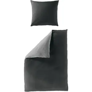 Двустороннее постельное белье BIERBAUM «Modern Uni в размере. 135x200 или 155x220 см", хлопковое постельное белье, современное постельное белье с двусторонним видом, антрацит