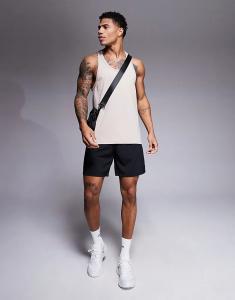 Тренировочный топ Icon из хлопка с быстросохнущей отделкой серо-коричневого цвета ASOS 4505