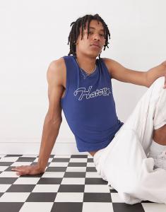 COLLUSION Фестивальная майка для мышц темно-синего цвета с лозунгом ненавистника