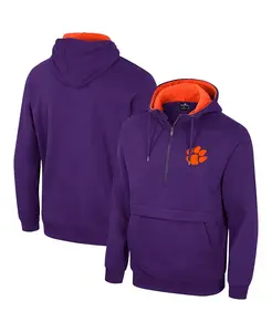 Мужская худи Clemson Tigers с молнией до половины Colosseum, фиолетовый